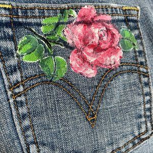 Levi 's Hand Painted, Upcycled, Jeans. Size 6. One of a Kind.